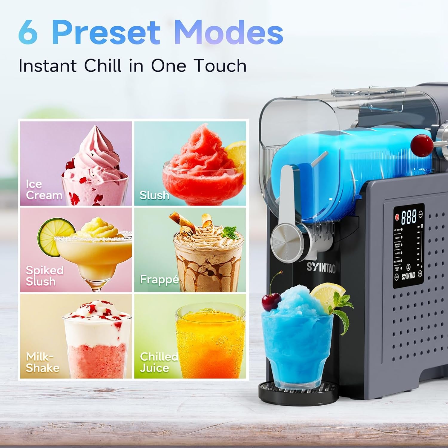 2-In-1 Slushie & Soft Serve Ice Cream Maker, No-Ice-Needed Frozen Drink Machine with LED Display, 6 Preset Modes, Auto-Clean & Delay Timer – Gift for Family