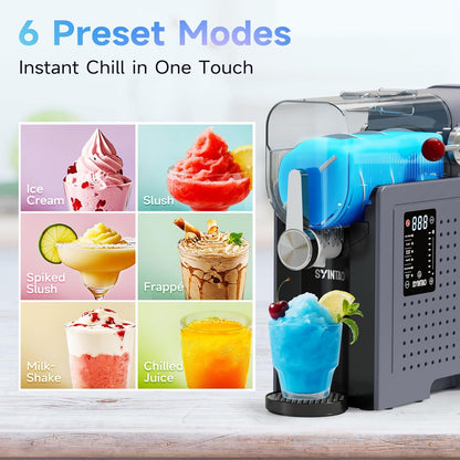 2-In-1 Slushie & Soft Serve Ice Cream Maker, No-Ice-Needed Frozen Drink Machine with LED Display, 6 Preset Modes, Auto-Clean & Delay Timer – Gift for Family