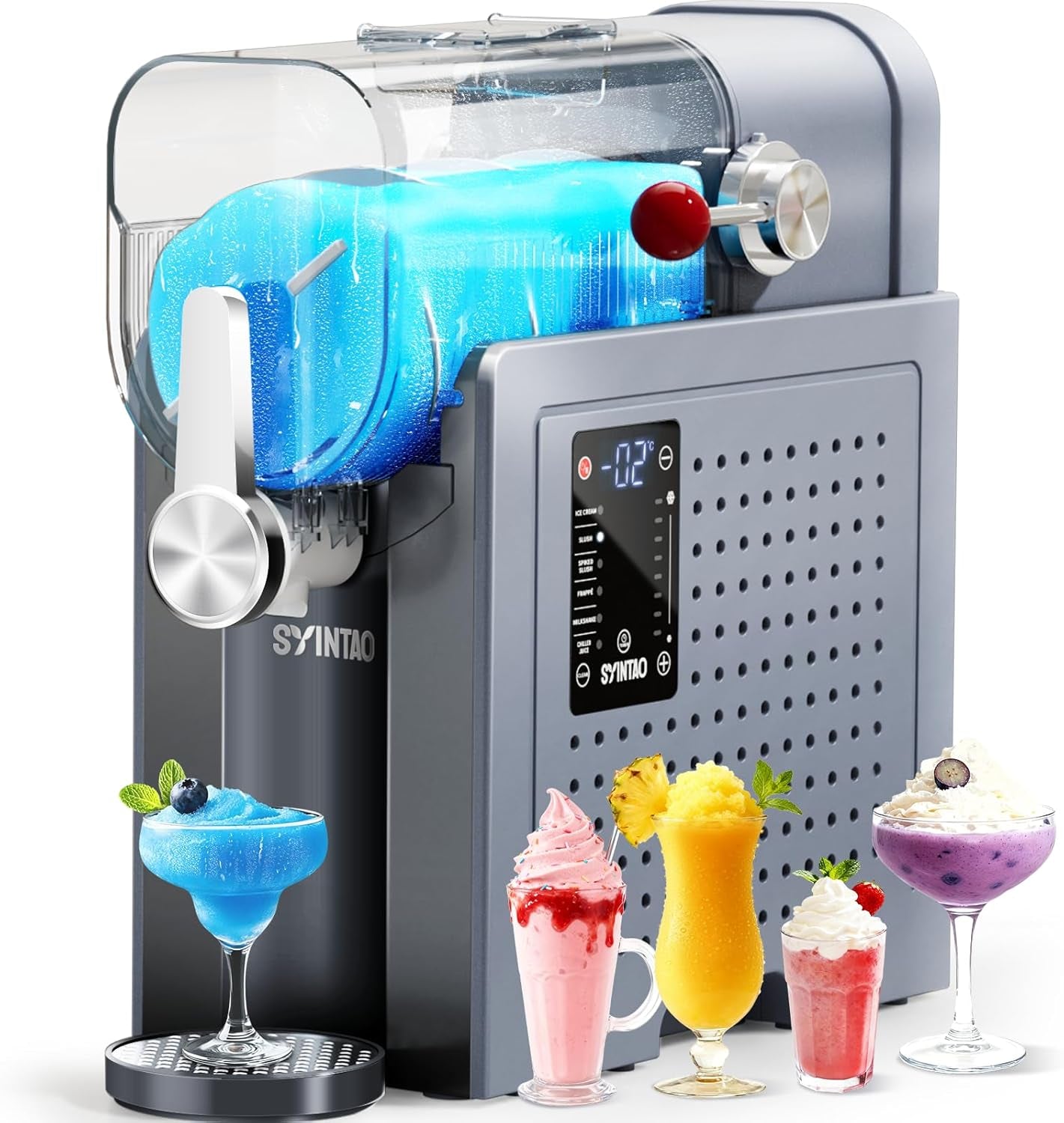 2-In-1 Slushie & Soft Serve Ice Cream Maker, No-Ice-Needed Frozen Drink Machine with LED Display, 6 Preset Modes, Auto-Clean & Delay Timer – Gift for Family